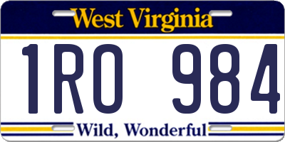 WV license plate 1RO984