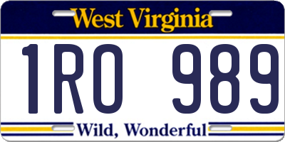 WV license plate 1RO989