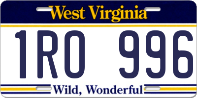WV license plate 1RO996
