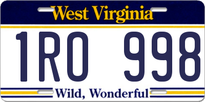 WV license plate 1RO998