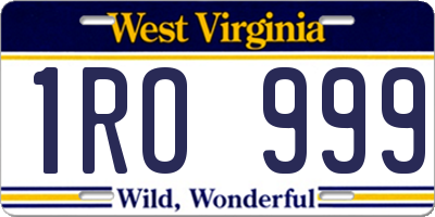 WV license plate 1RO999