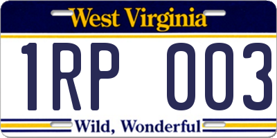 WV license plate 1RP003