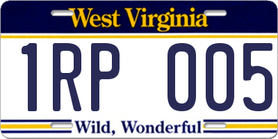 WV license plate 1RP005