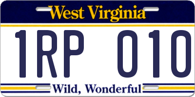 WV license plate 1RP010