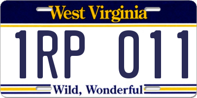 WV license plate 1RP011