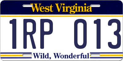 WV license plate 1RP013