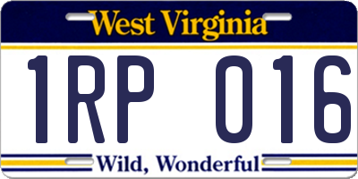 WV license plate 1RP016