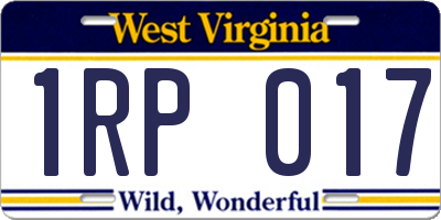 WV license plate 1RP017