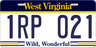 WV license plate 1RP021