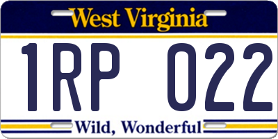 WV license plate 1RP022