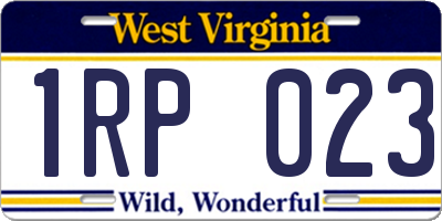 WV license plate 1RP023