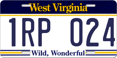 WV license plate 1RP024
