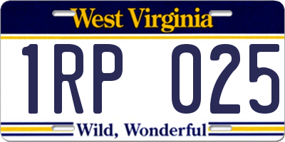 WV license plate 1RP025