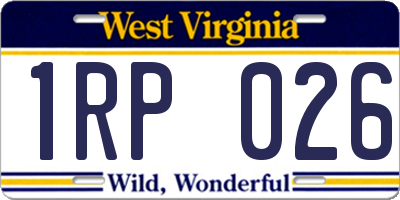 WV license plate 1RP026