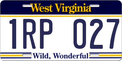 WV license plate 1RP027