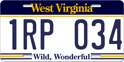 WV license plate 1RP034