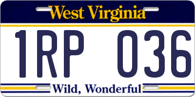 WV license plate 1RP036