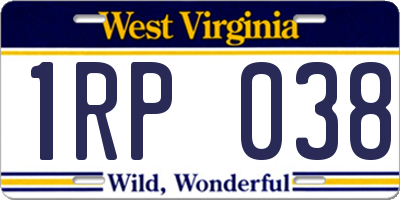 WV license plate 1RP038
