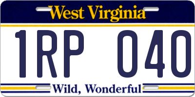 WV license plate 1RP040