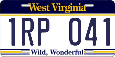 WV license plate 1RP041
