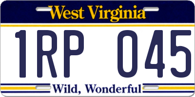 WV license plate 1RP045