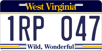 WV license plate 1RP047