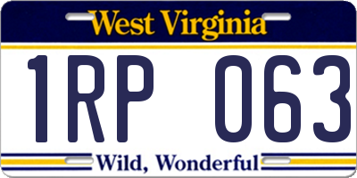 WV license plate 1RP063