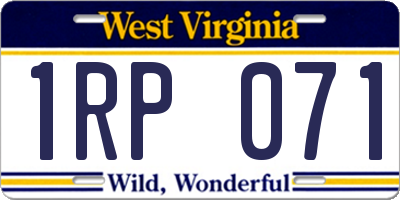 WV license plate 1RP071