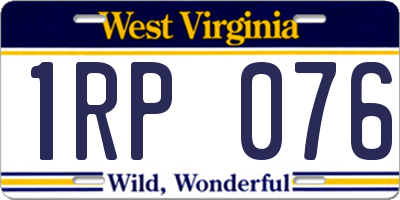 WV license plate 1RP076