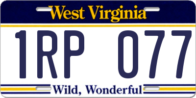 WV license plate 1RP077