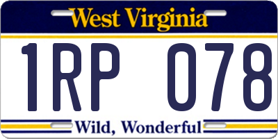 WV license plate 1RP078