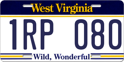 WV license plate 1RP080