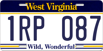 WV license plate 1RP087