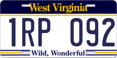 WV license plate 1RP092