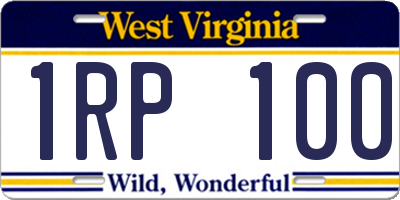 WV license plate 1RP100