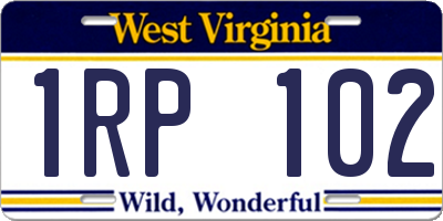 WV license plate 1RP102