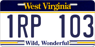WV license plate 1RP103