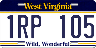 WV license plate 1RP105