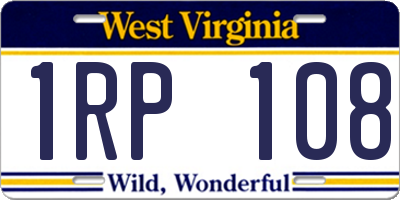 WV license plate 1RP108