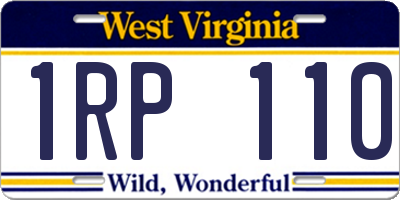 WV license plate 1RP110