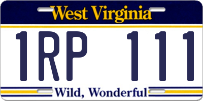 WV license plate 1RP111
