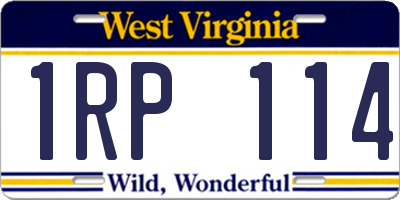 WV license plate 1RP114