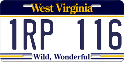WV license plate 1RP116