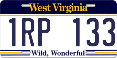 WV license plate 1RP133