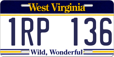 WV license plate 1RP136