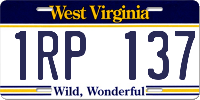 WV license plate 1RP137