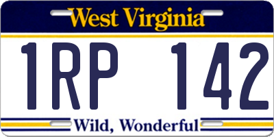 WV license plate 1RP142