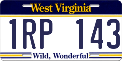 WV license plate 1RP143