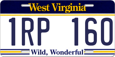 WV license plate 1RP160