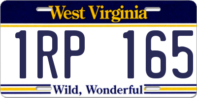 WV license plate 1RP165